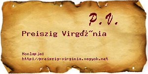 Preiszig Virgínia névjegykártya